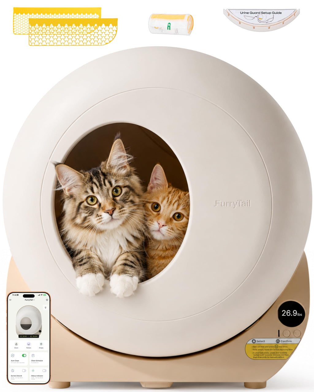Automatic Self Cleaning Litter Box with Night Light P8149