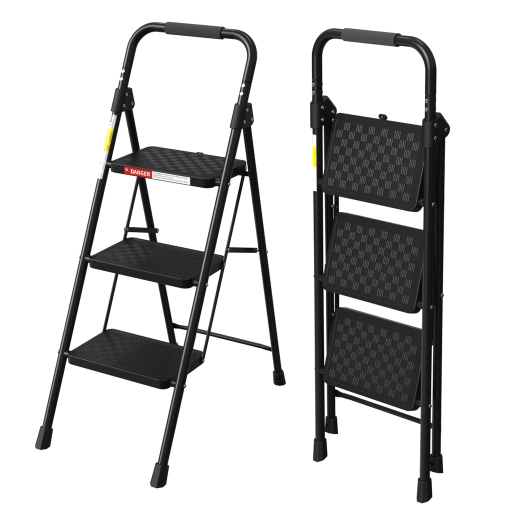 3 Step Folding Ladder with Anti-Slip Pedal H718