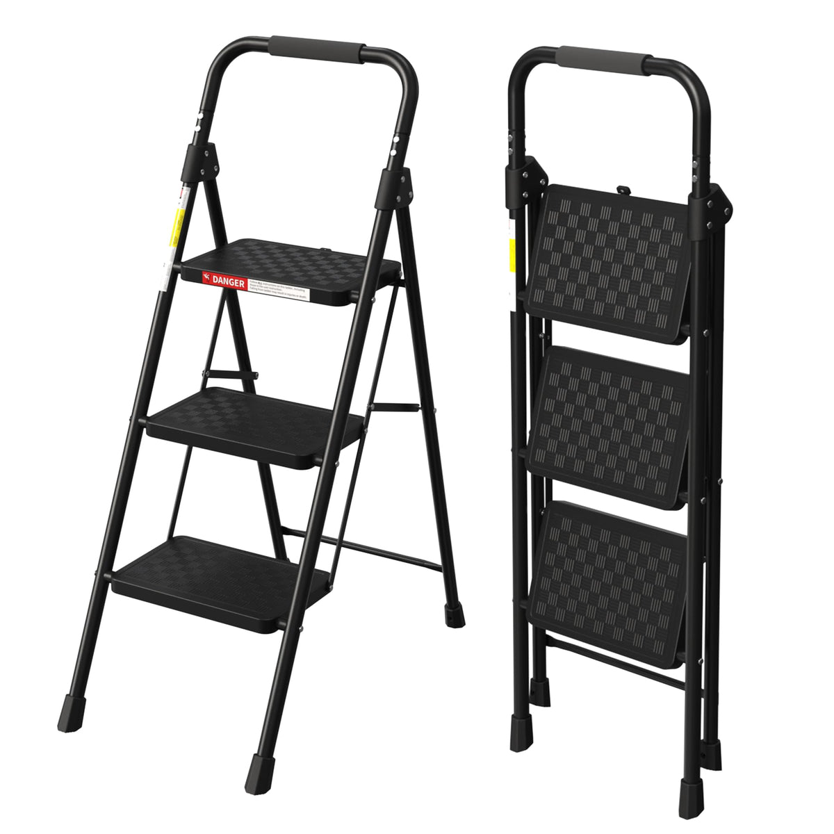 3 Step Folding Ladder with Anti-Slip Pedal H718