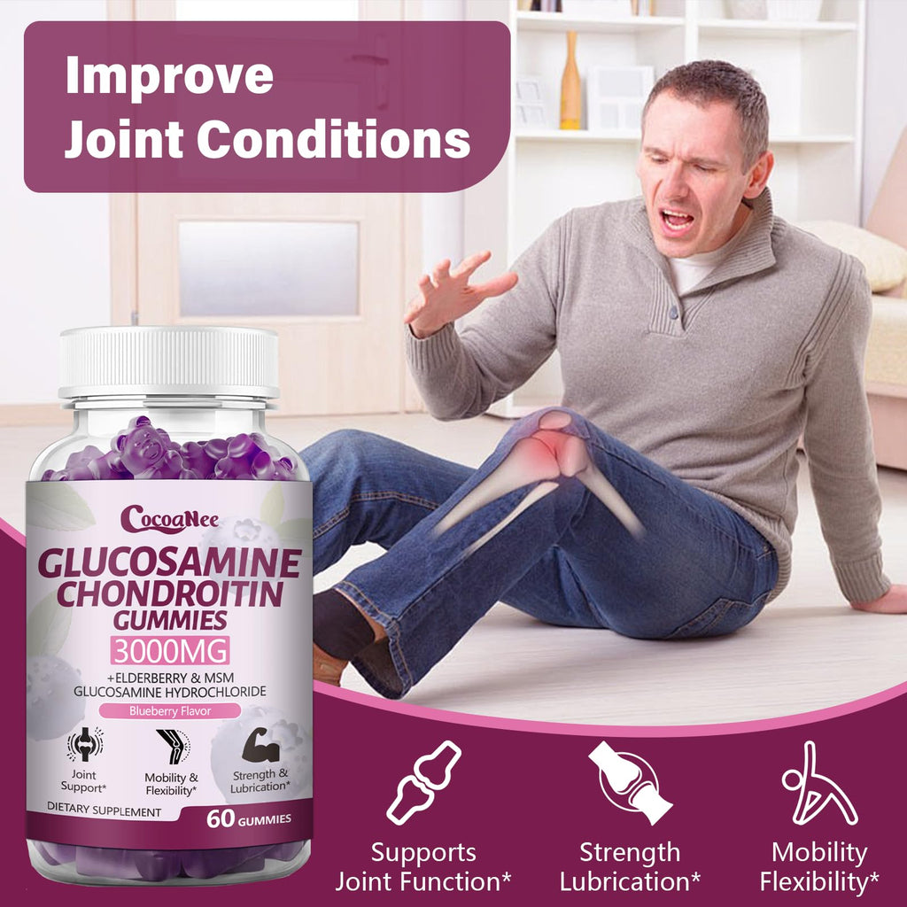 3000MG Glucosamine Chondroitin Gummies with MSM & Elderberry 180Cts Z5109
