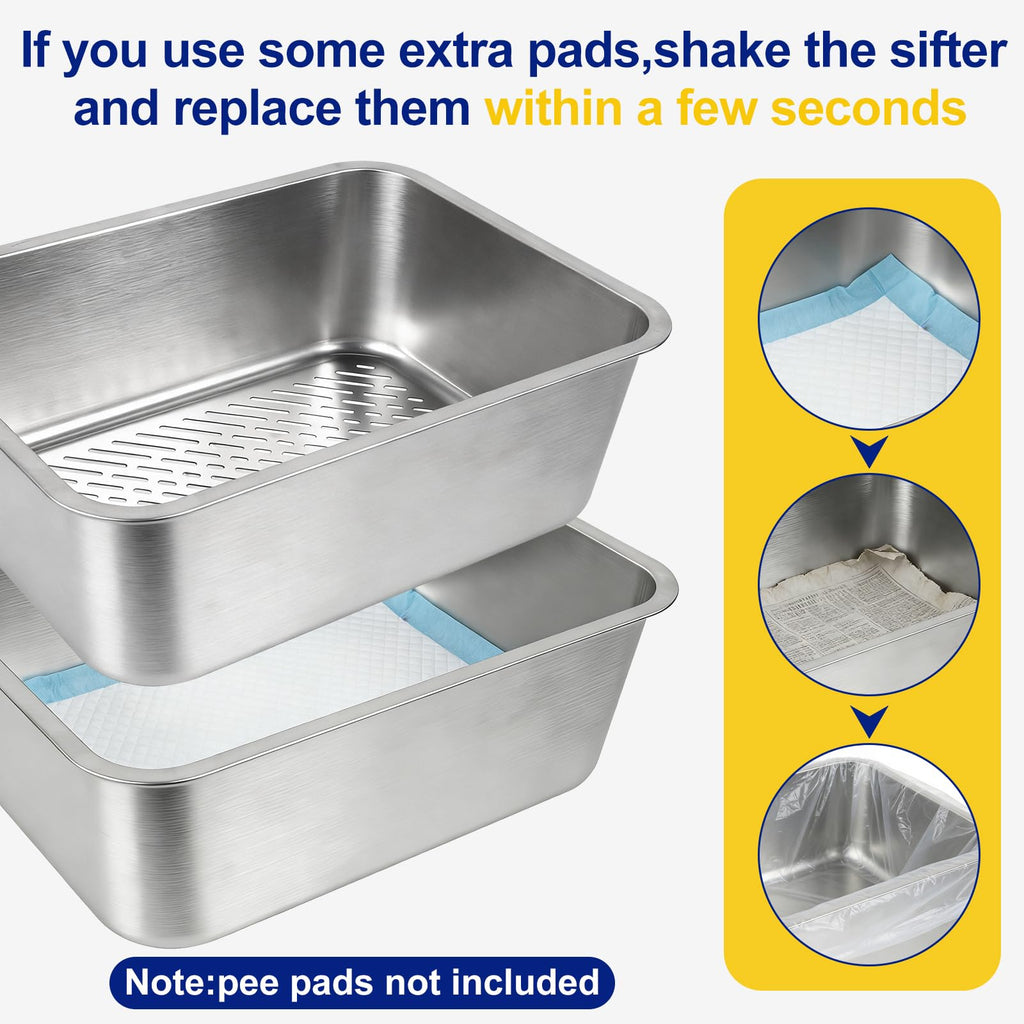 Stainless Steel Sifting Litter Box with Sifter F984