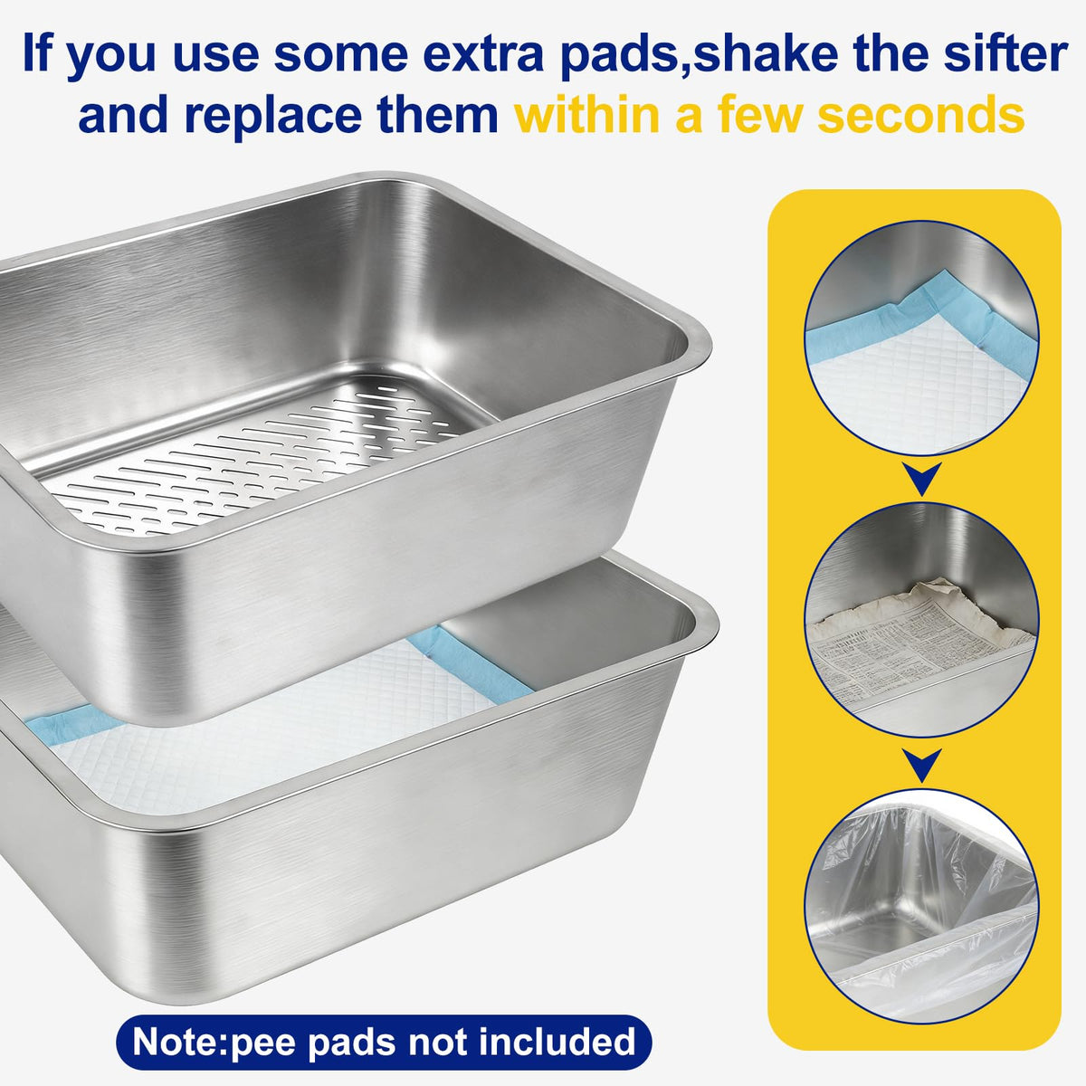 Stainless Steel Sifting Litter Box with Sifter F984