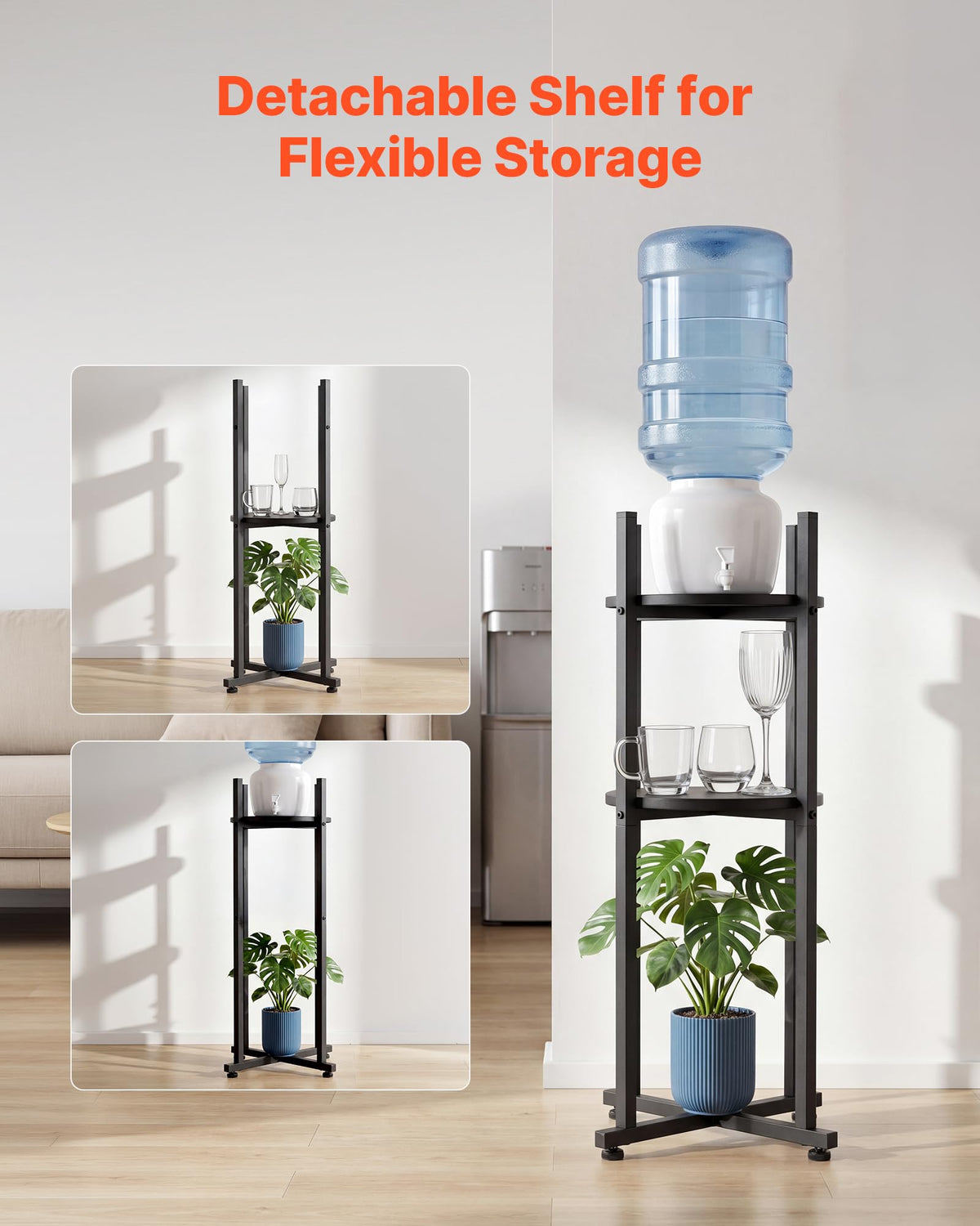 5 Gallon Heavy Duty Water Jug Stand with Storage Shelf V2848