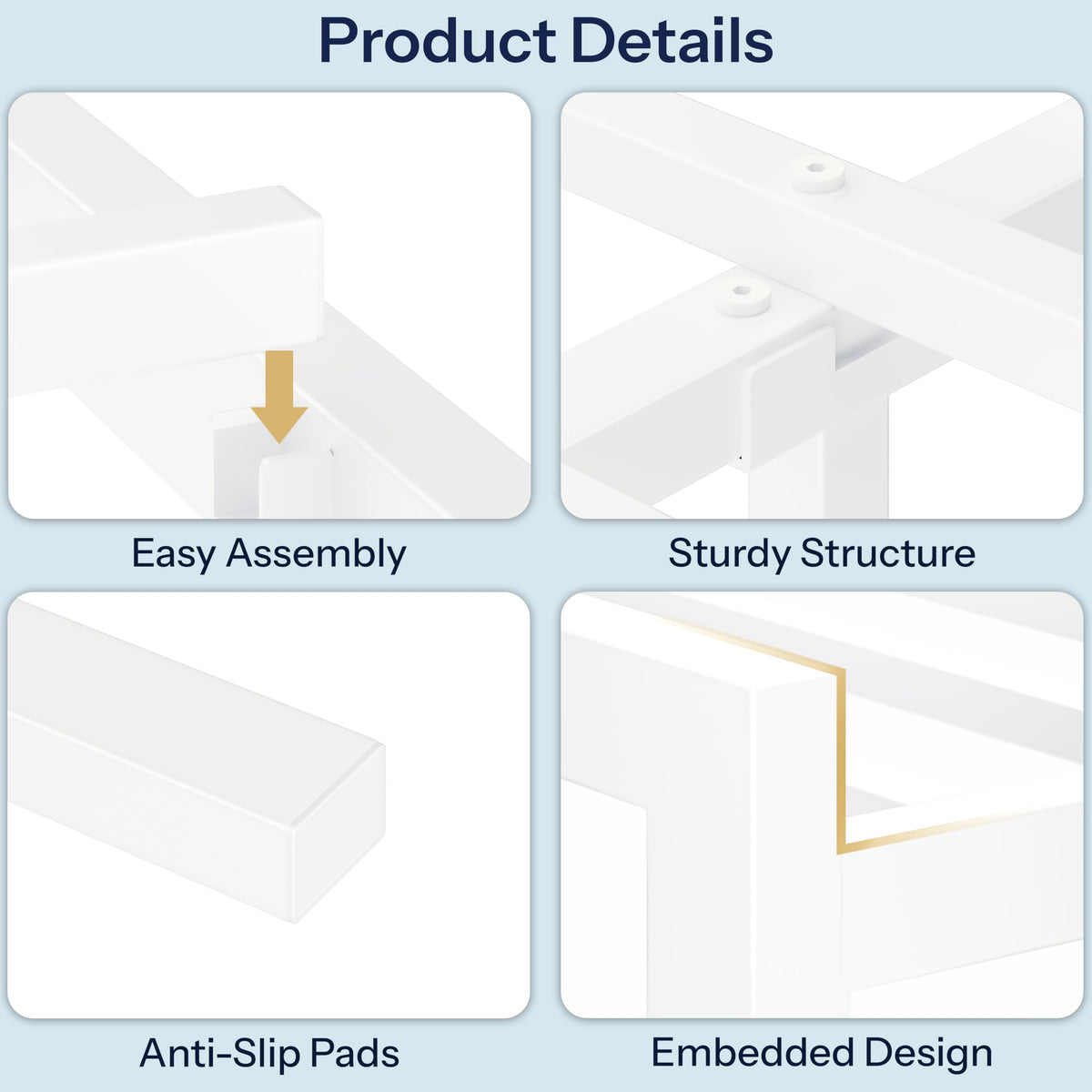 White Twin Metal Bed Frame with USB Charging Station M74879