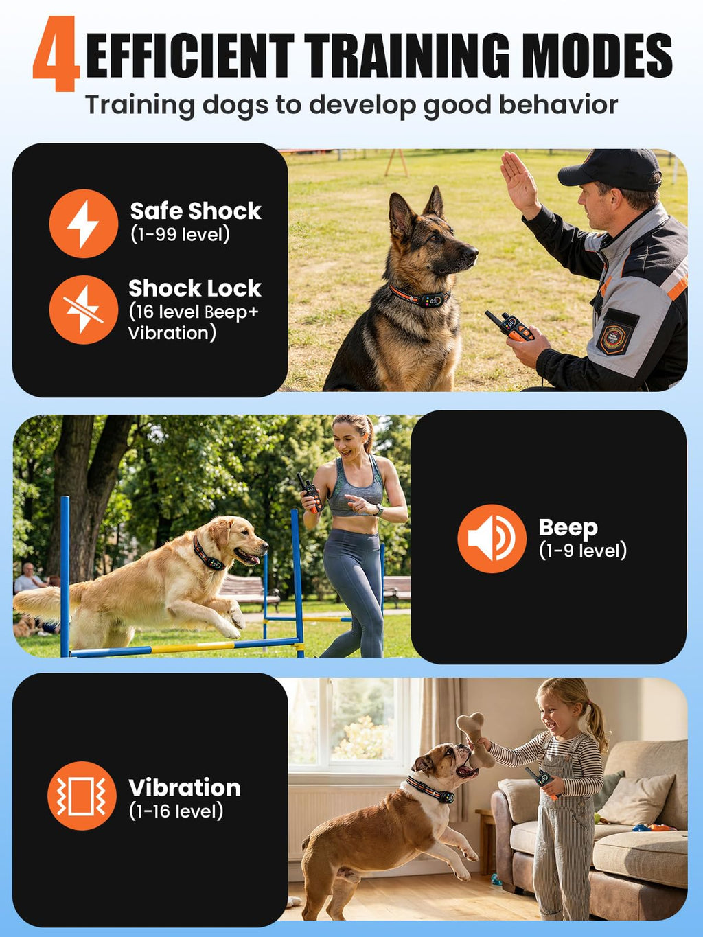 2-in-1 Dog Bark Collar & Shock Collar, IPX7 Waterproof E Collars with AI Anti-Bark/Beep/Vibration/Shock/no Shock for Small Medium Large Dog(5-120Lbs), Dog Training Collar with 3300FT Remote W517