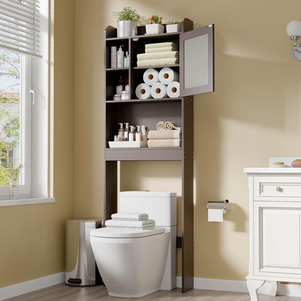 Over The Toilet Storage Cabinet with Adjustable Shelf and Double Doors N691