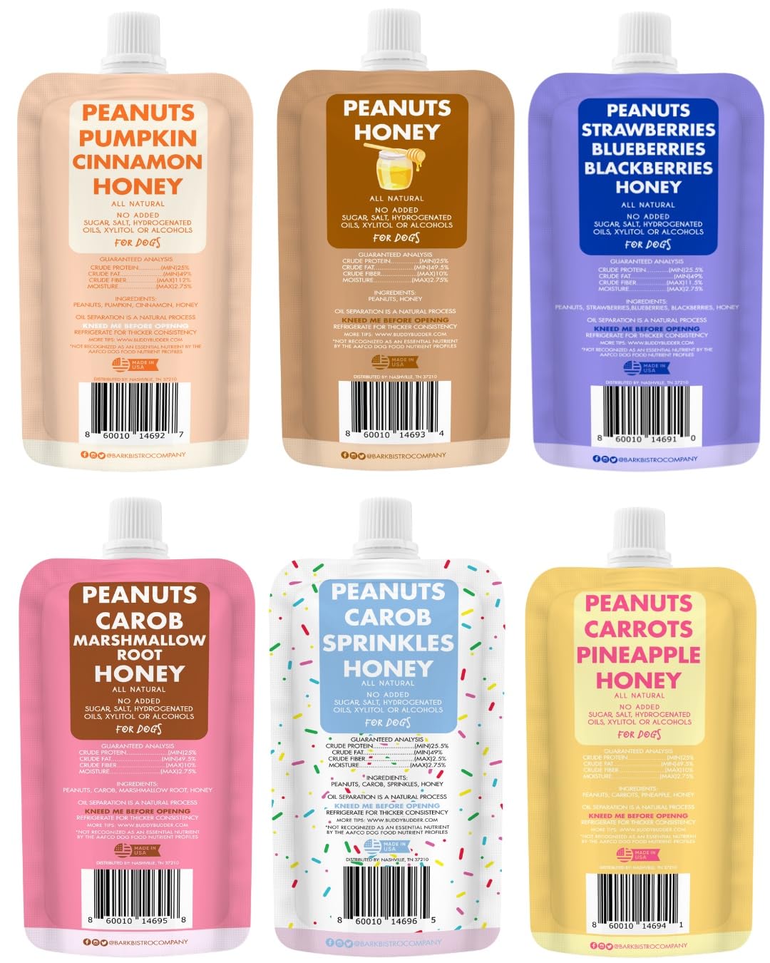 6 Pack 4oz Natural Dog Peanut Butter Squeeze Packs R8617