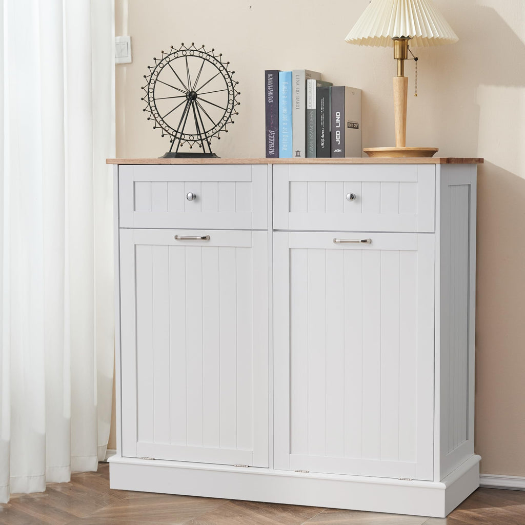 White 2x13 Gallons Tilt Out Trash Can Cabinet C458324