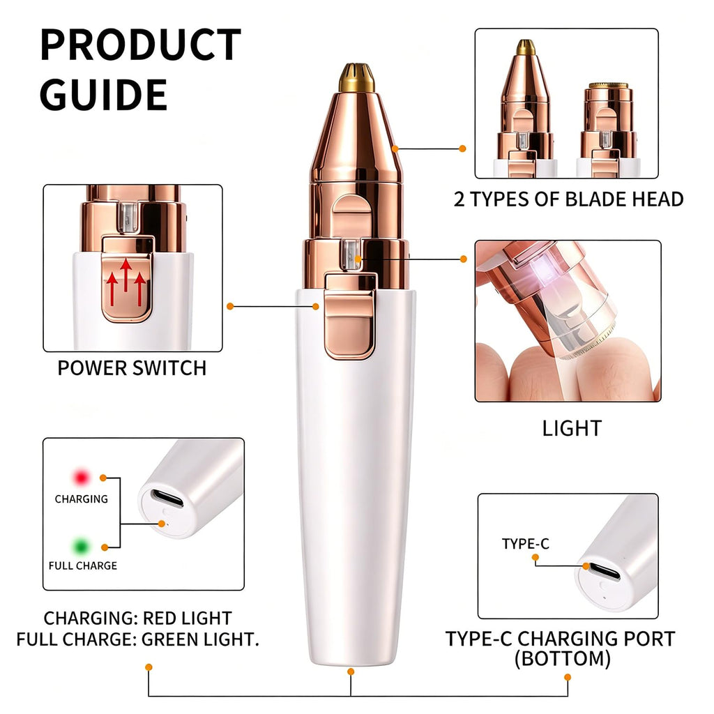 2 in 1 Electric Facial Hair Removal with LED Light A76716