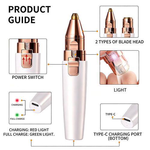 2 in 1 Electric Facial Hair Removal with LED Light A76716