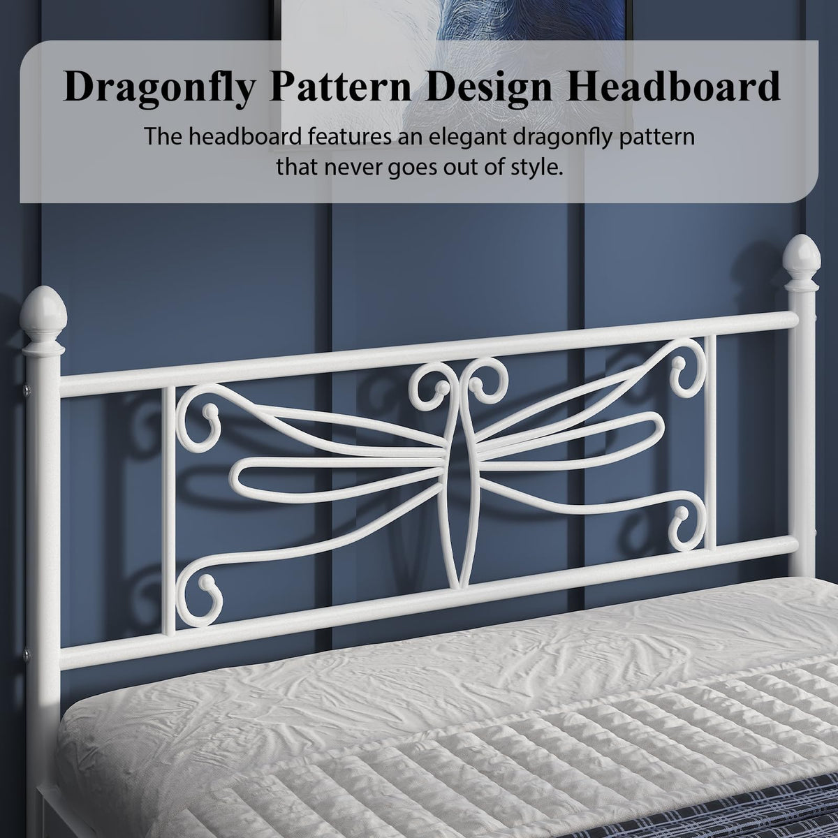 White Full Size Metal Platform Bed Frame U4929