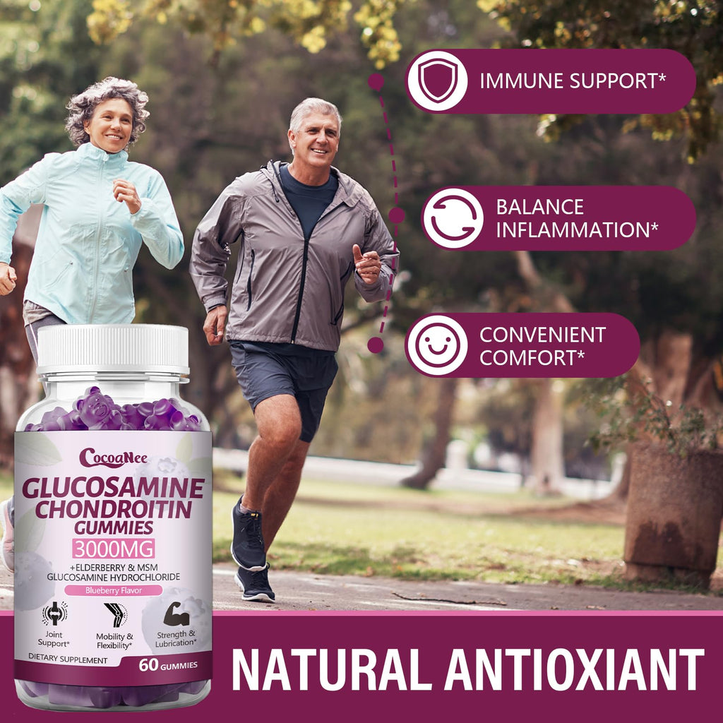 3000MG Glucosamine Chondroitin Gummies with MSM & Elderberry 180Cts Z5109