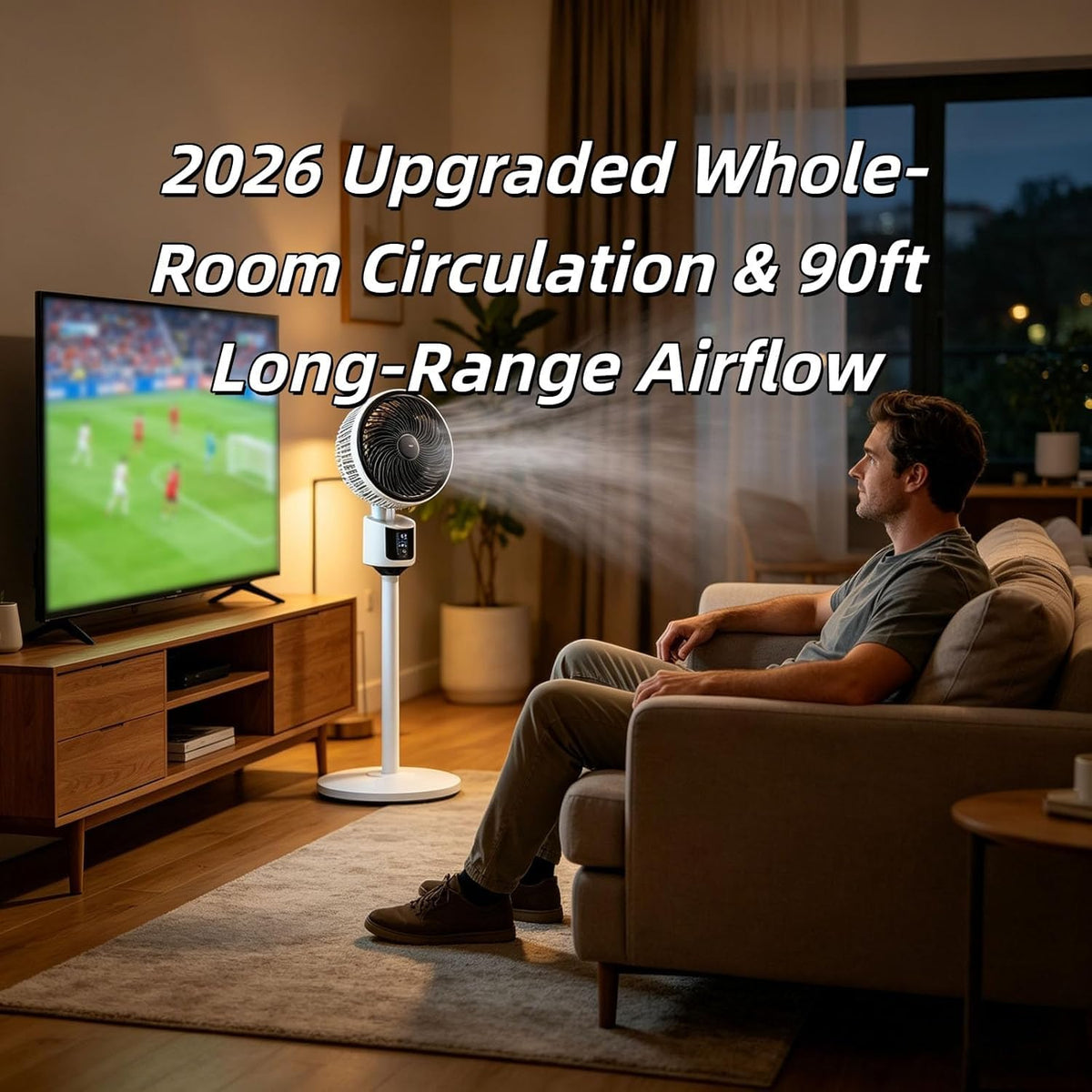 Standing Fan with 90° Oscillation, 3 Speeds, Adjustable Height L17599