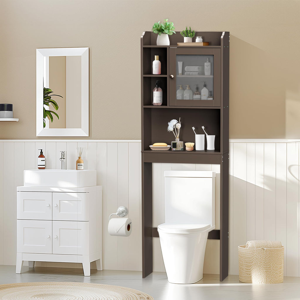 Over The Toilet Storage Cabinet with Adjustable Shelf and Double Doors N691