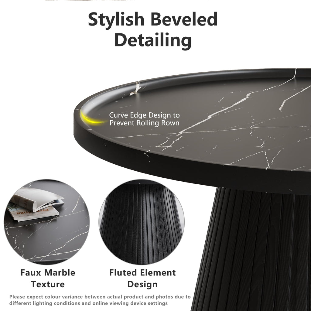 Black Marble Veneer Nesting Coffee Table Set of 2 G886144