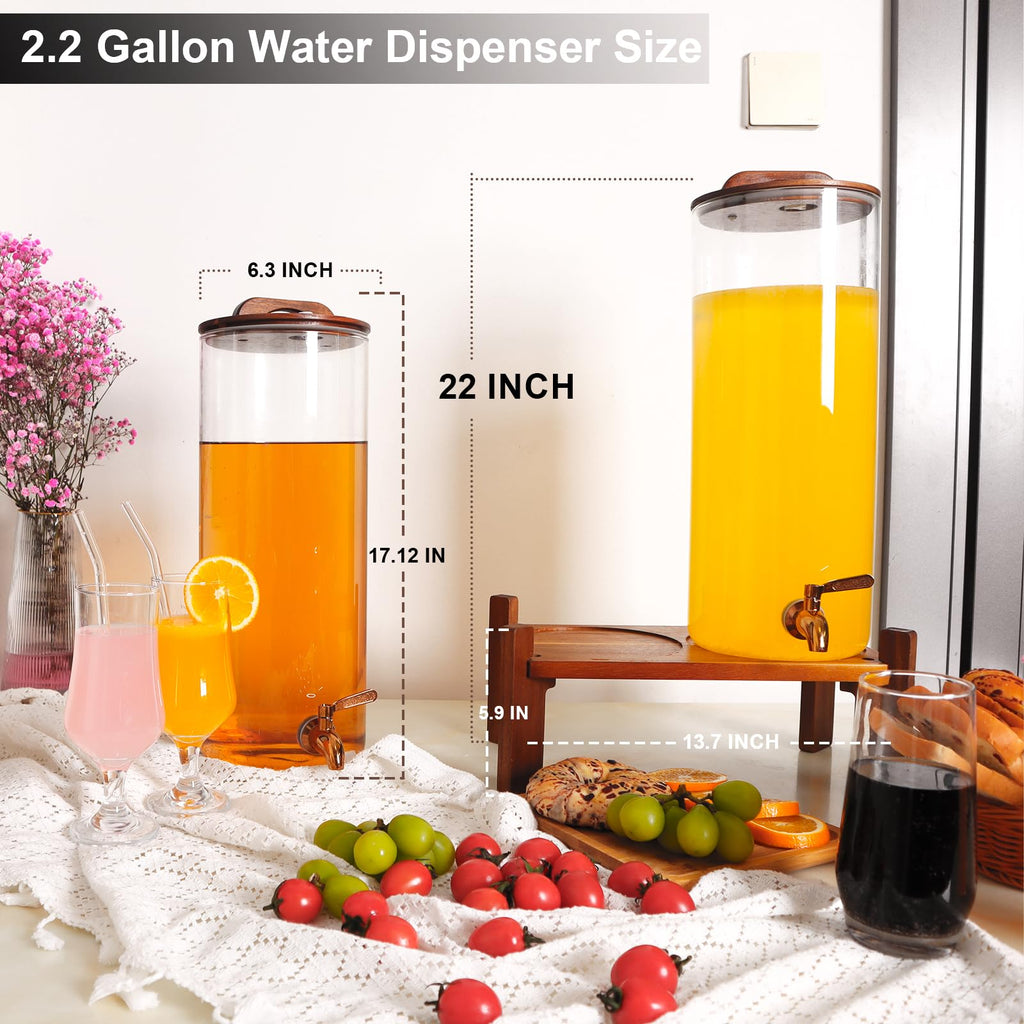 2.2 Gallon Glass Drink Dispenser with Stand L217