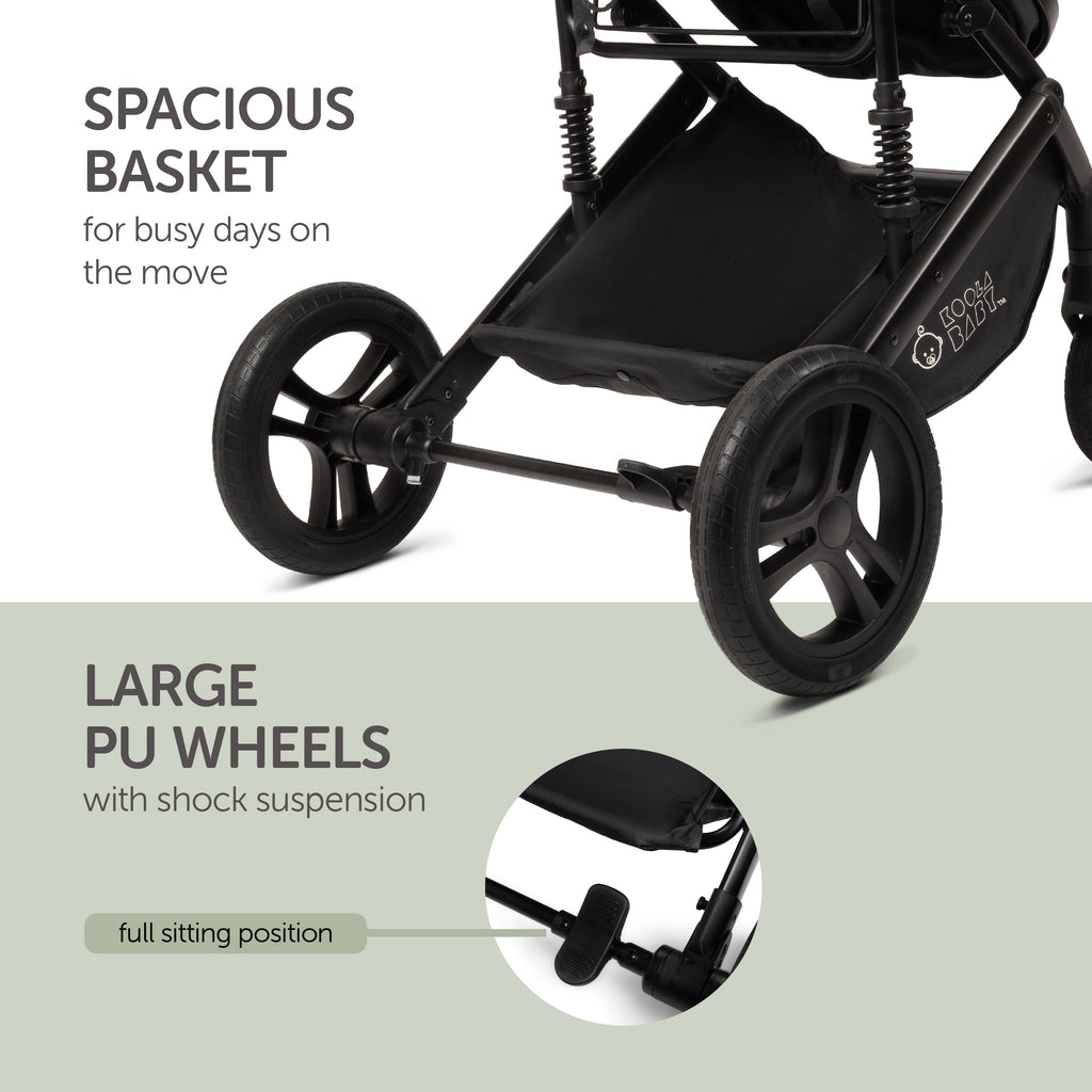 2-in-1 Foldable Baby Stroller with Extendable Canopy Q696770