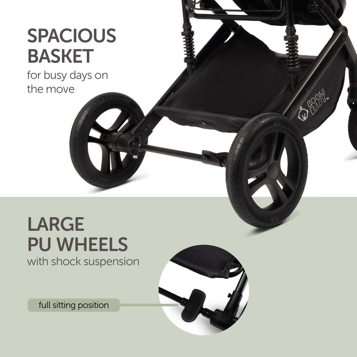 2-in-1 Foldable Baby Stroller with Extendable Canopy Q696770