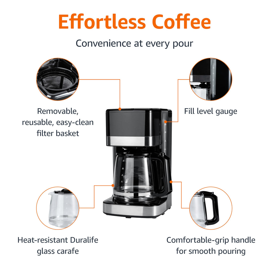 12 Cup Drip Coffee Maker with Glass Carafe V99651