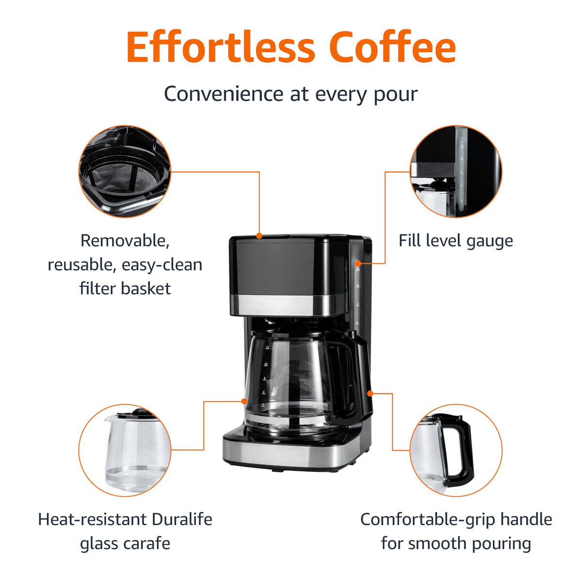 12 Cup Drip Coffee Maker with Glass Carafe V99651
