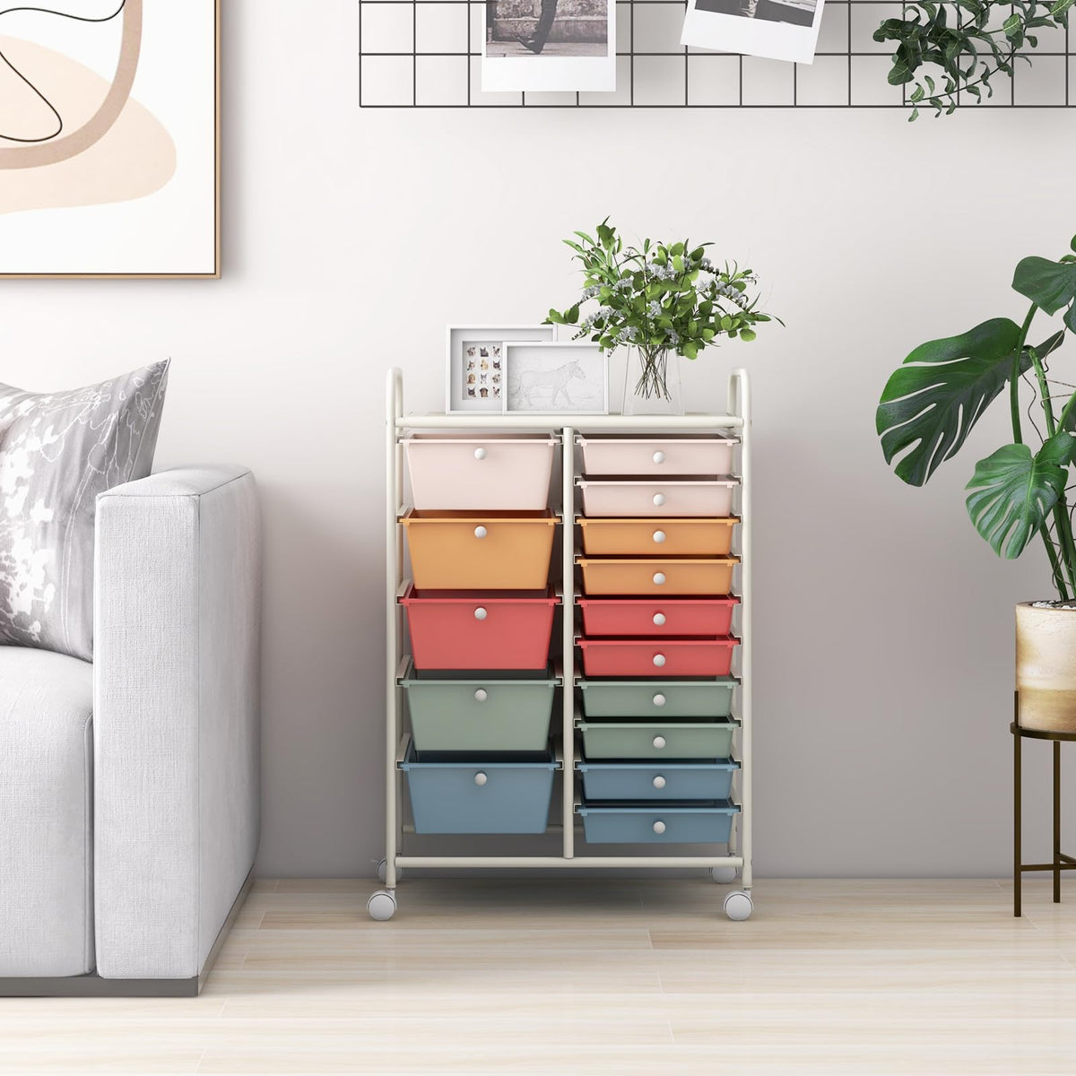 15 Drawer Rolling Storage Cart with Removable Drawers V15139