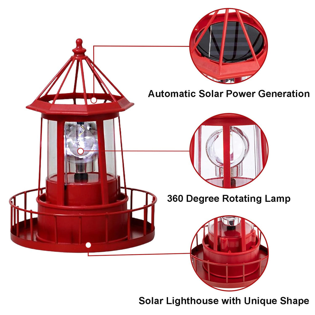 Waterproof Rotating Solar Lighthouse Statue X14956