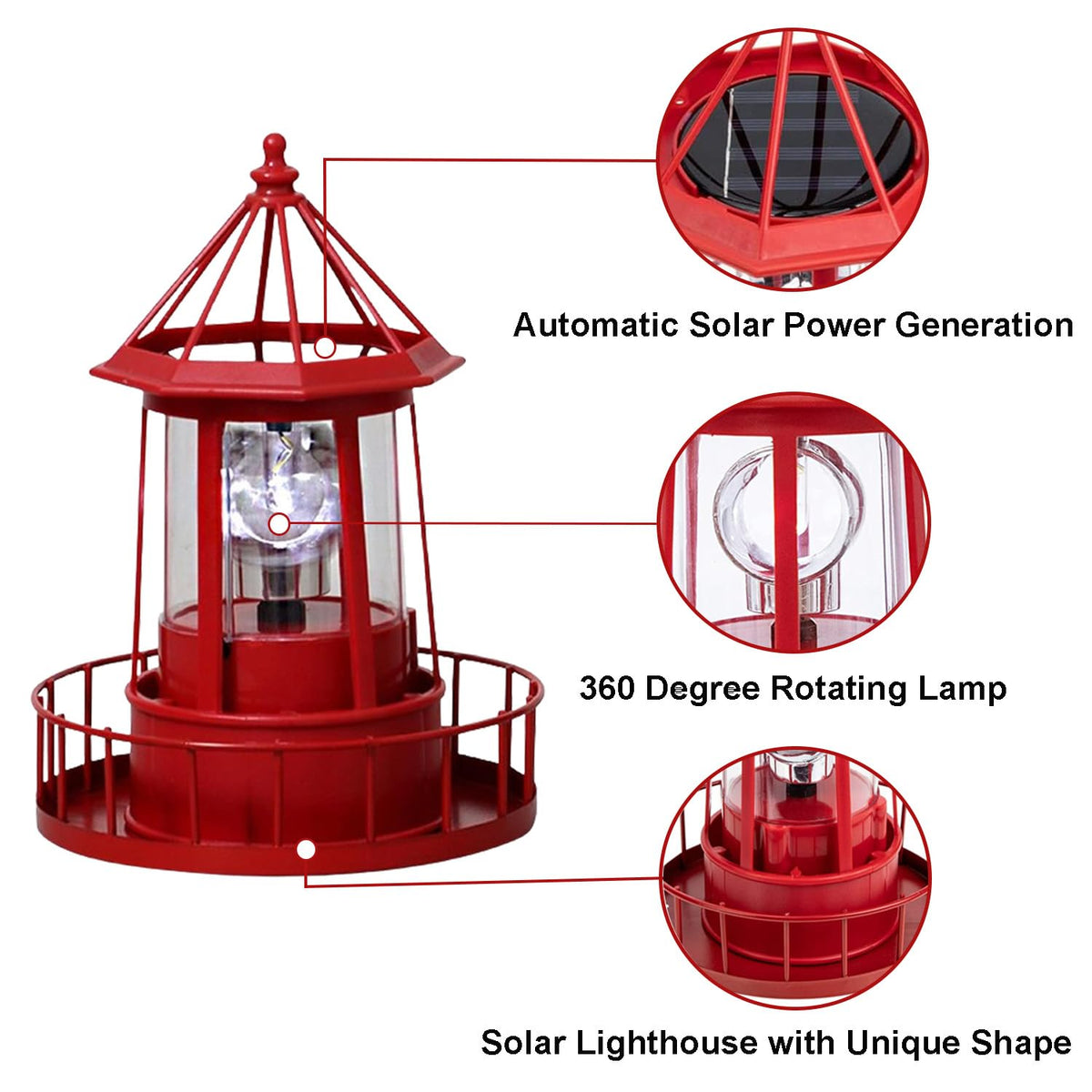 Waterproof Rotating Solar Lighthouse Statue X14956