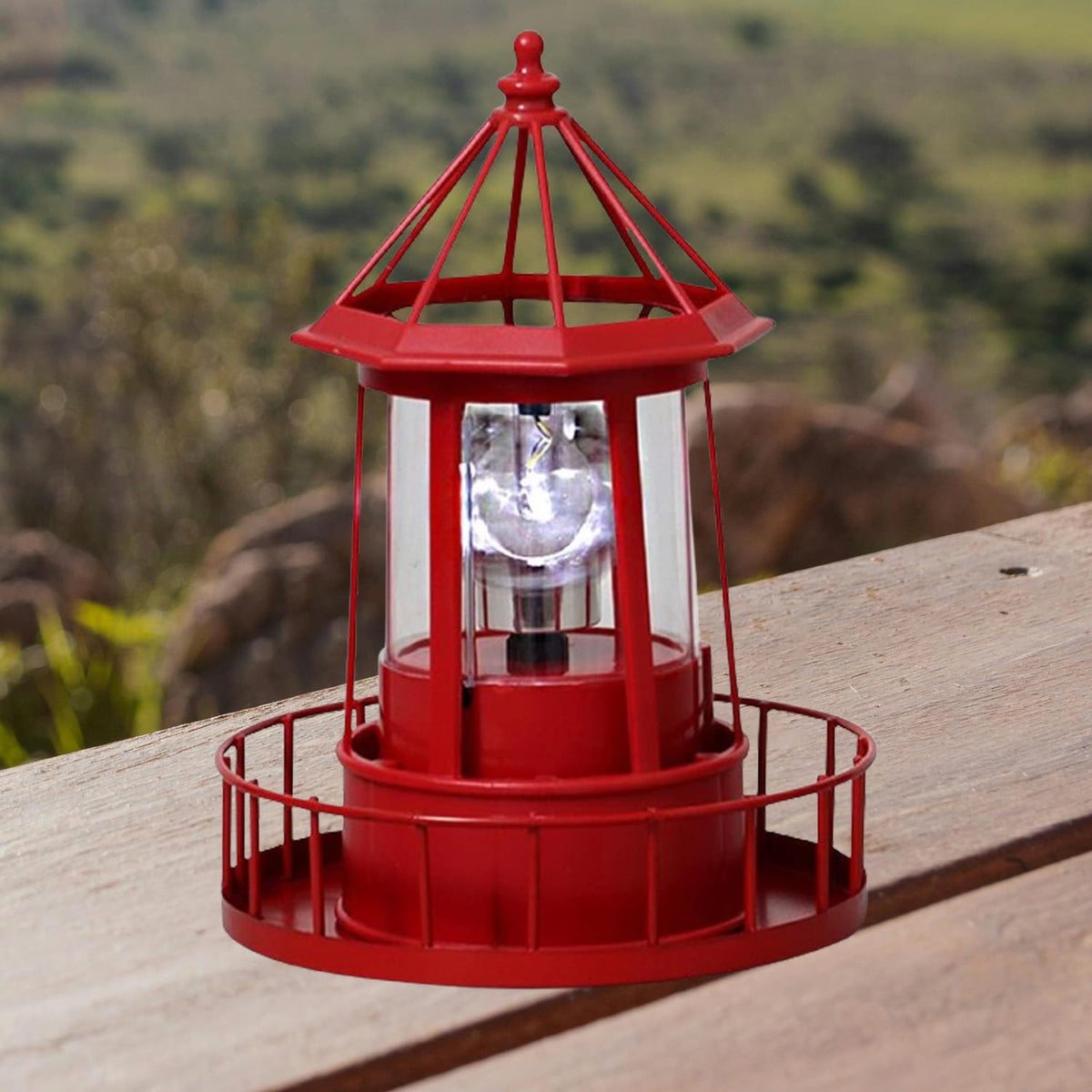 Waterproof Rotating Solar Lighthouse Statue X14956