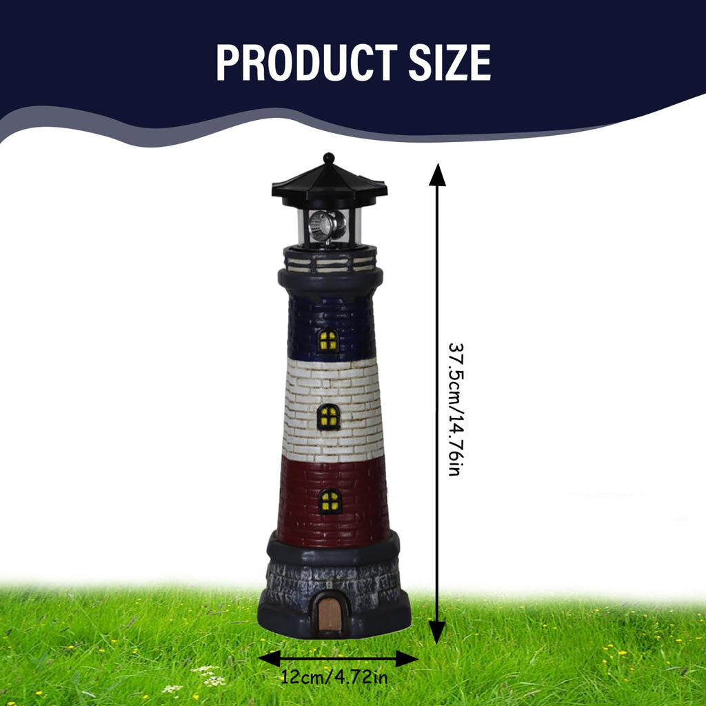 15" Tall Waterproof Resin Lighthouse Lamp with 360° Rotating LED Q994