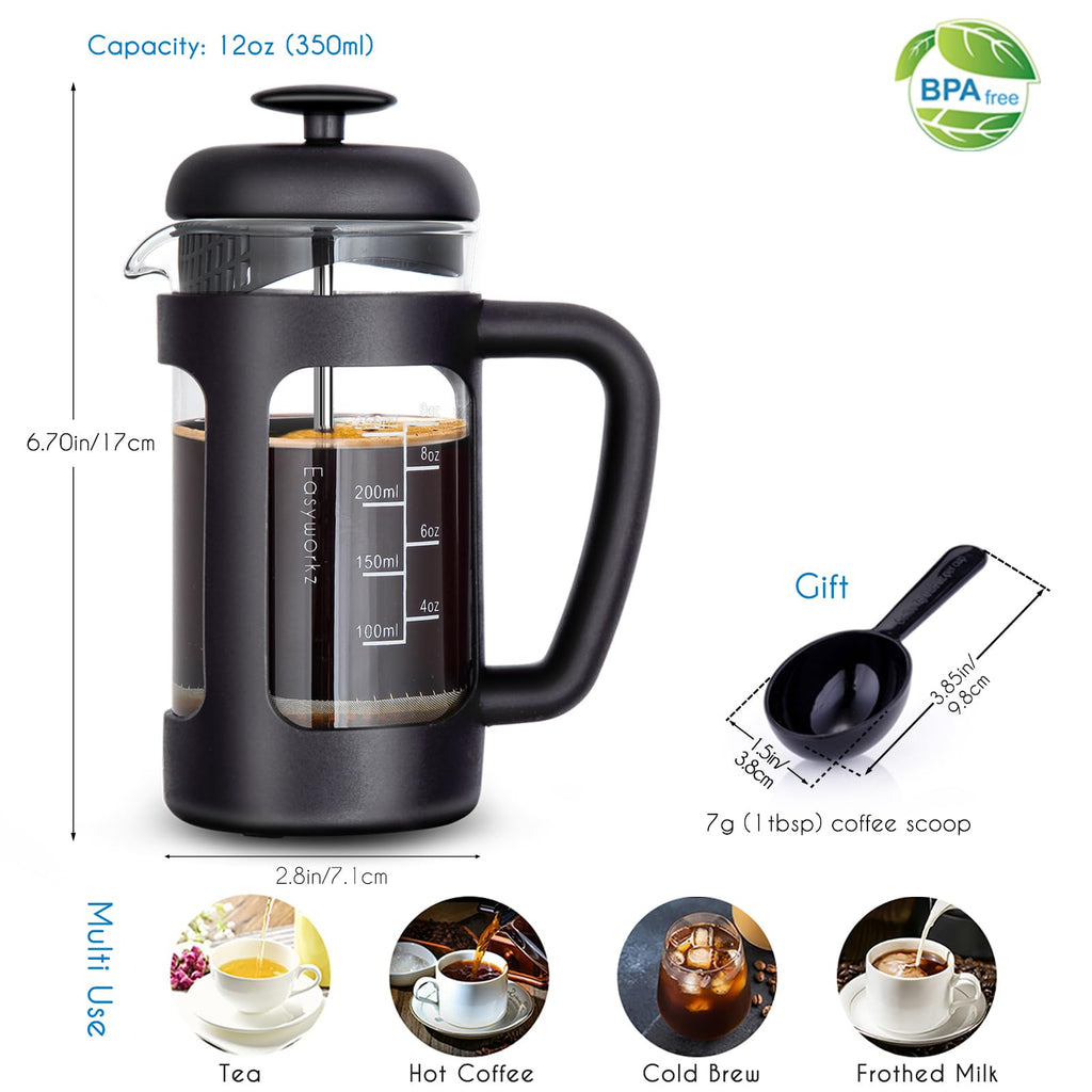 12 oz Stainless Steel French Press and Creamer Set F2908