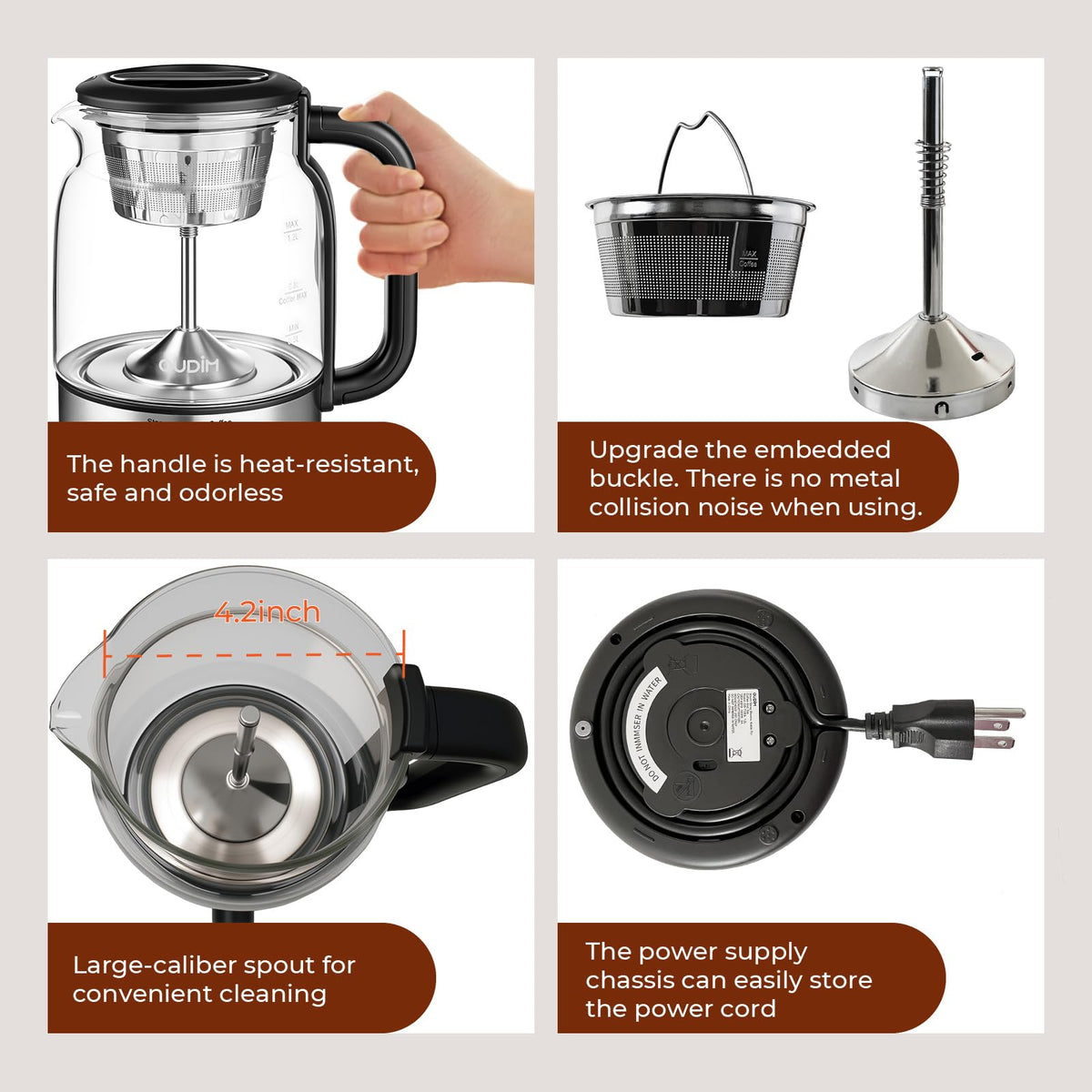 1.2L Glass Stainless Steel Drip Coffee Maker F45850