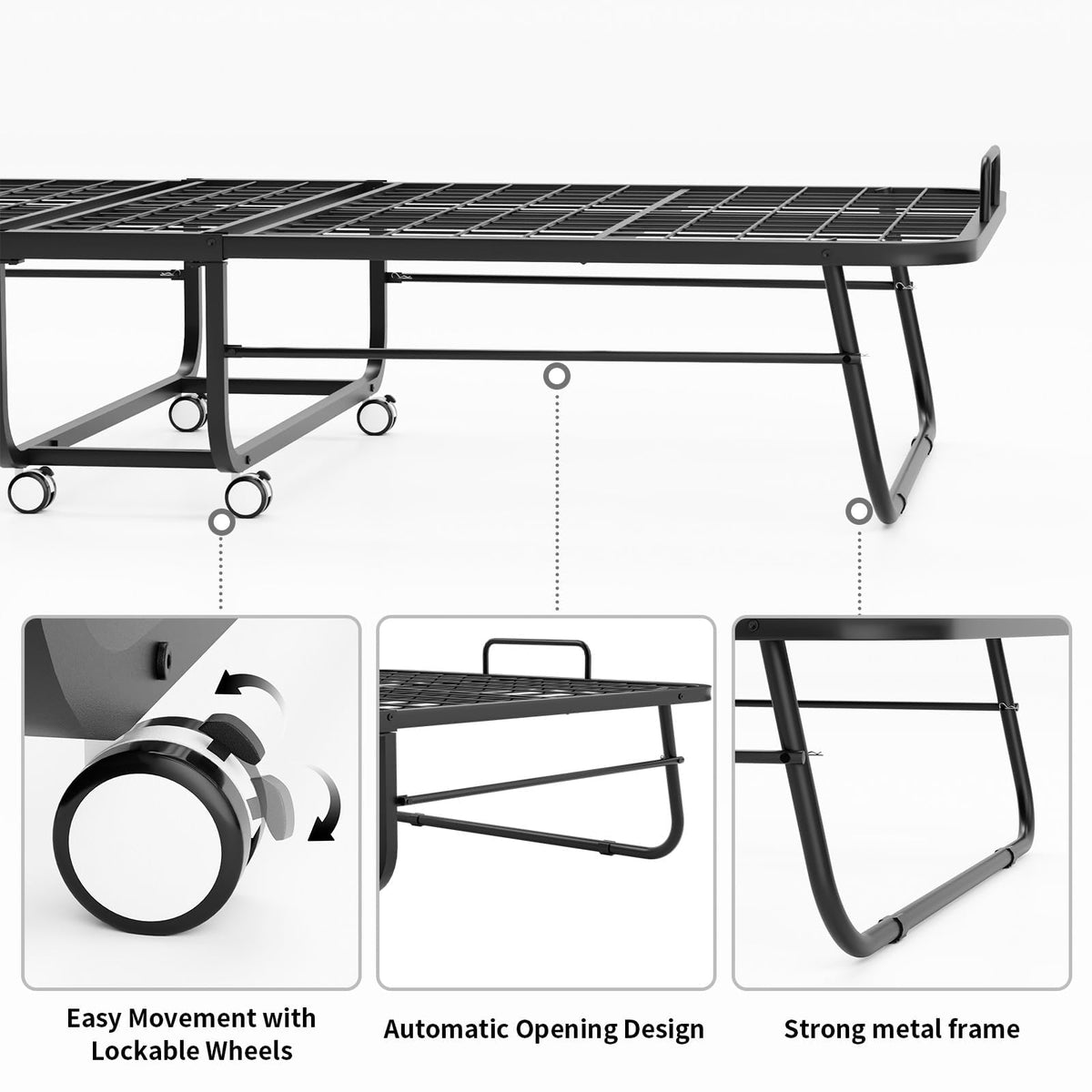 Folding Bed with Memory Foam Mattress M93496