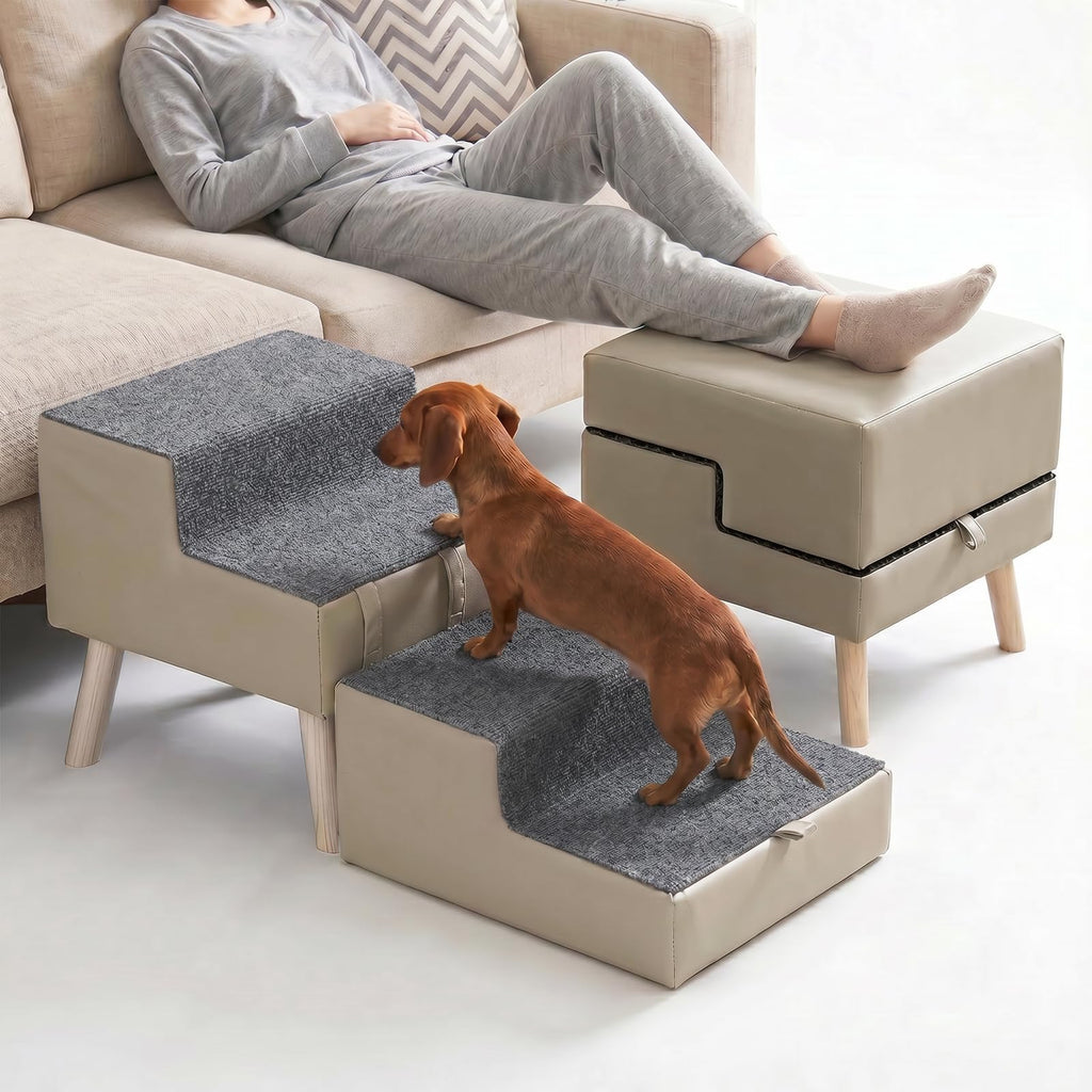 2-in-1 Foldable Dog Stairs & Ottoman L111
