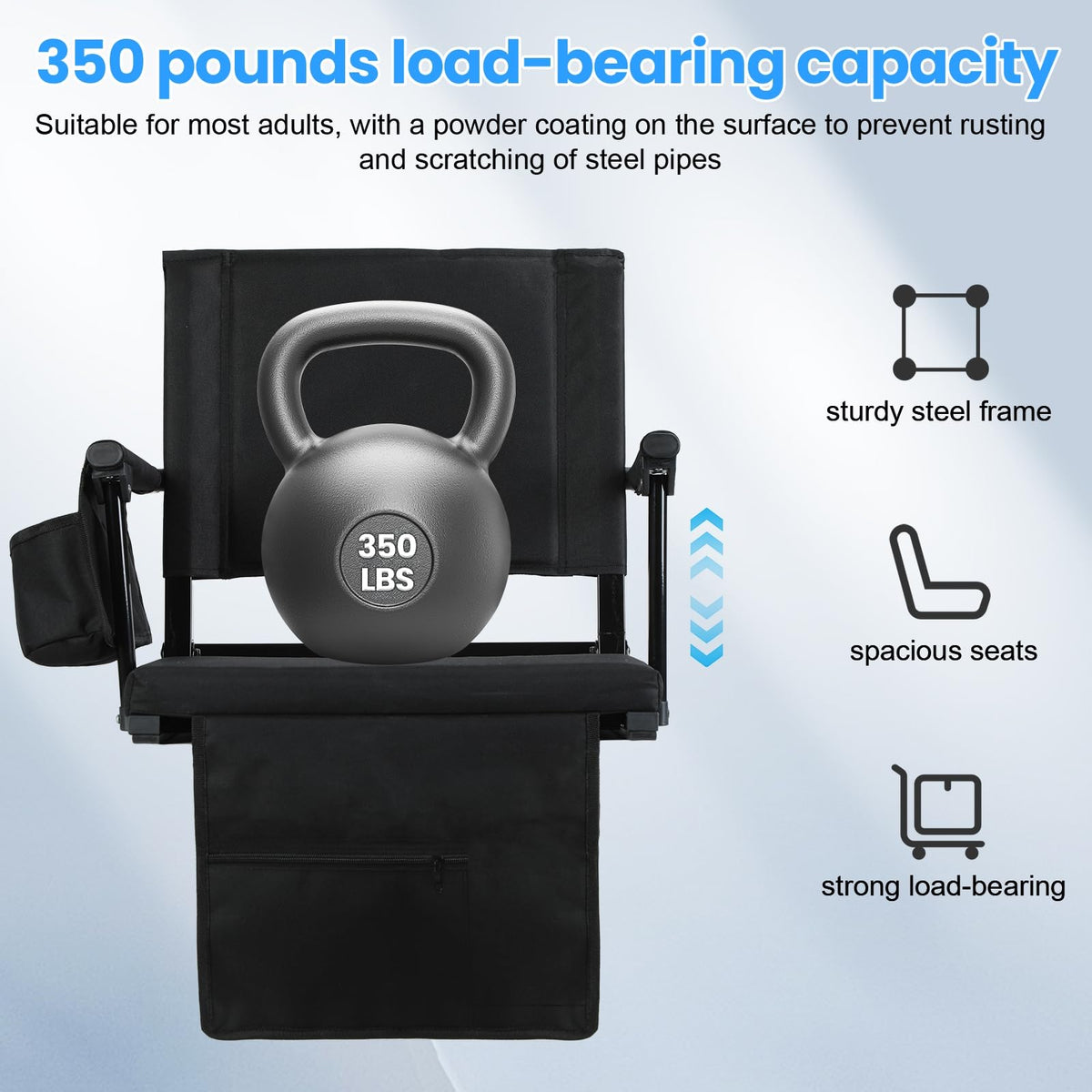 2-Pcs Folding Stadium Seat with Back Support & Cushion D314