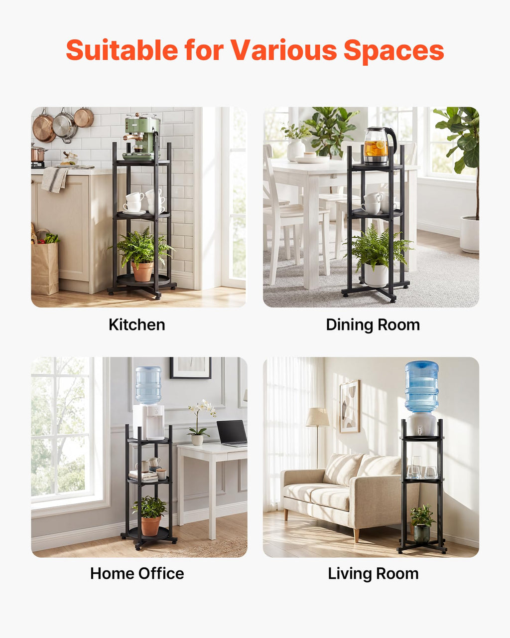 5 Gallon Heavy Duty Water Jug Stand with Storage Shelf V2848