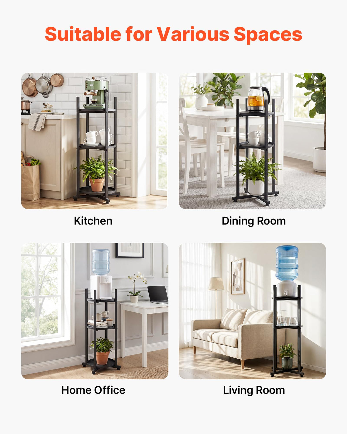 5 Gallon Heavy Duty Water Jug Stand with Storage Shelf V2848