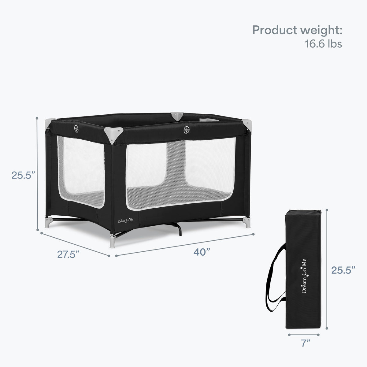 Portable Playard with Carry Bag, Black A660