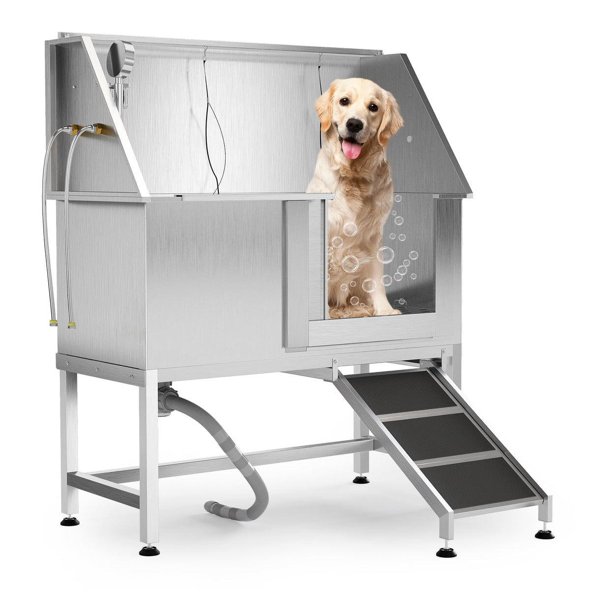 50" Stainless Steel Pet Bathing Tub with Sloped Ramp J456534