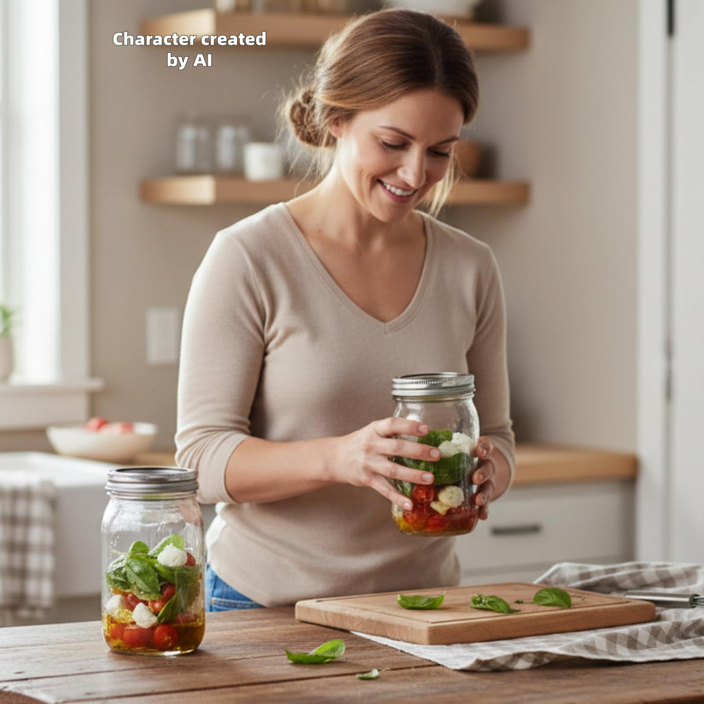 Wide Mouth Mason Jars 32 oz 12Pcs with Airtight Lids O12079