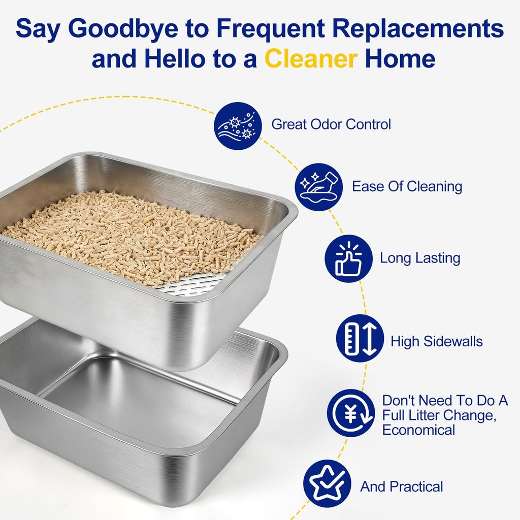 Stainless Steel Sifting Litter Box with Sifter F984