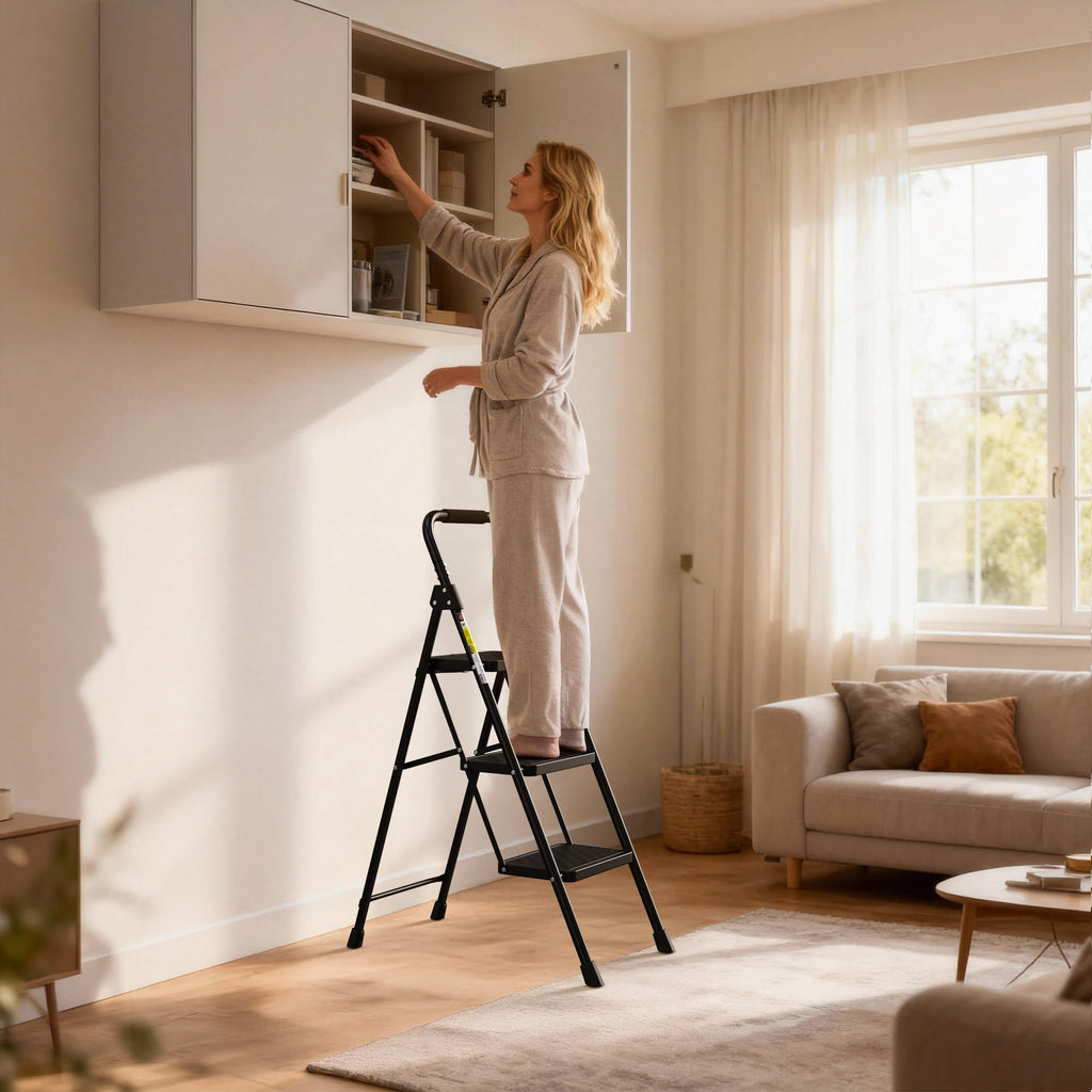 3 Step Folding Ladder with Anti-Slip Pedal H718