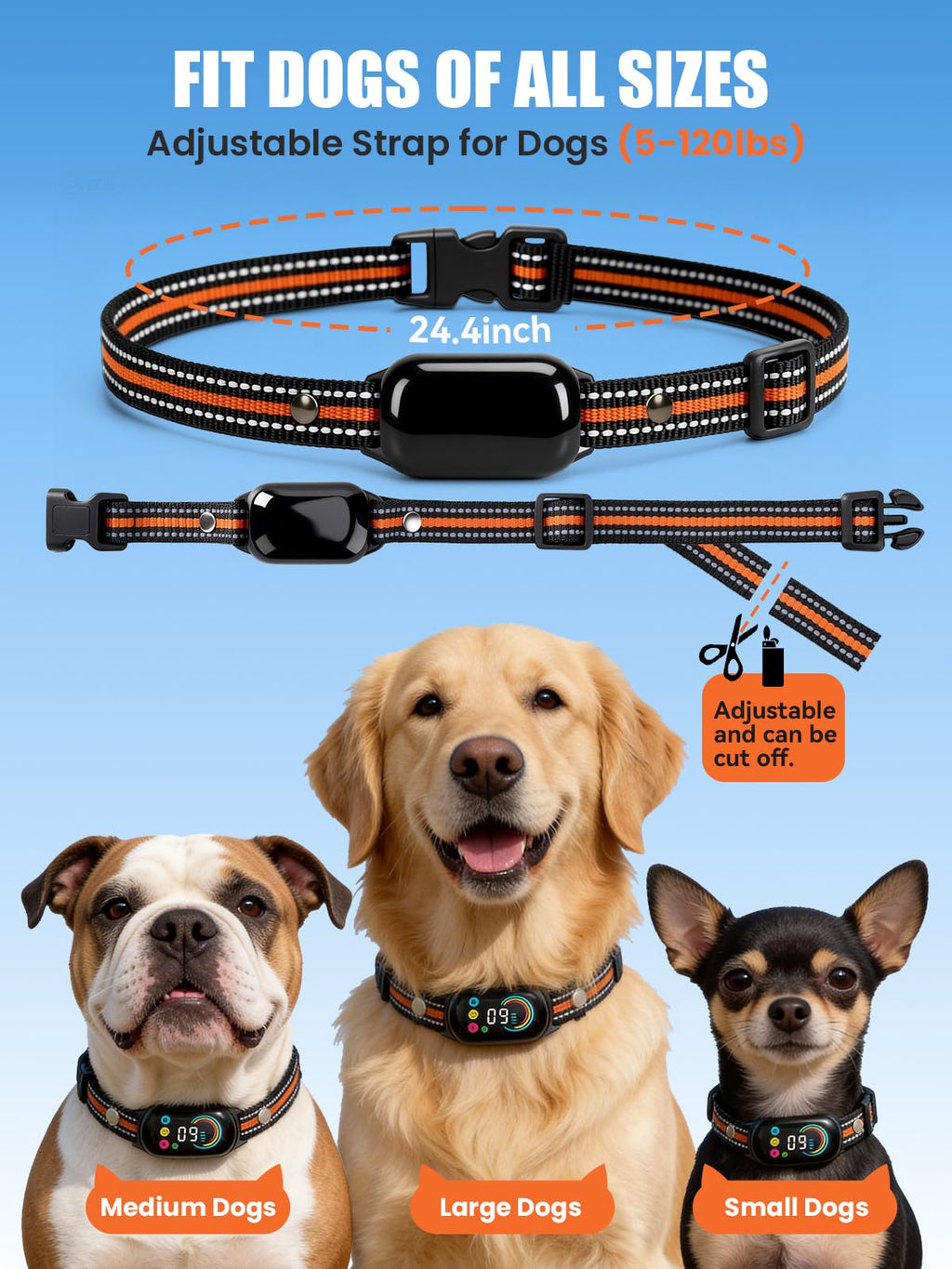 2-in-1 Dog Bark Collar & Shock Collar, IPX7 Waterproof E Collars with AI Anti-Bark/Beep/Vibration/Shock/no Shock for Small Medium Large Dog(5-120Lbs), Dog Training Collar with 3300FT Remote W517