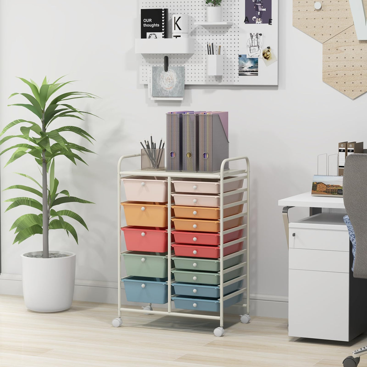 15 Drawer Rolling Storage Cart with Removable Drawers V15139