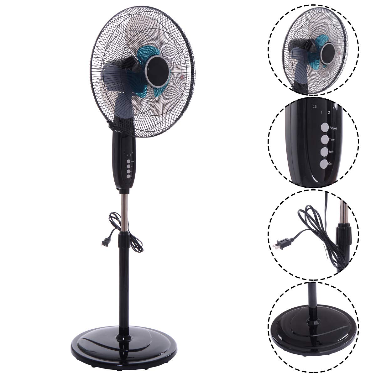 16" Oscillating Pedestal Fan with Remote Control P1490