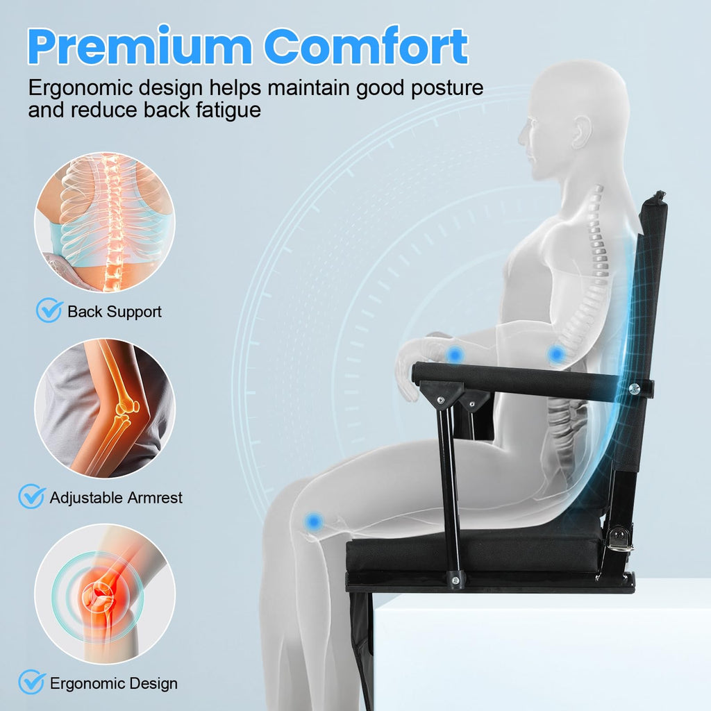 2-Pcs Folding Stadium Seat with Back Support & Cushion D314
