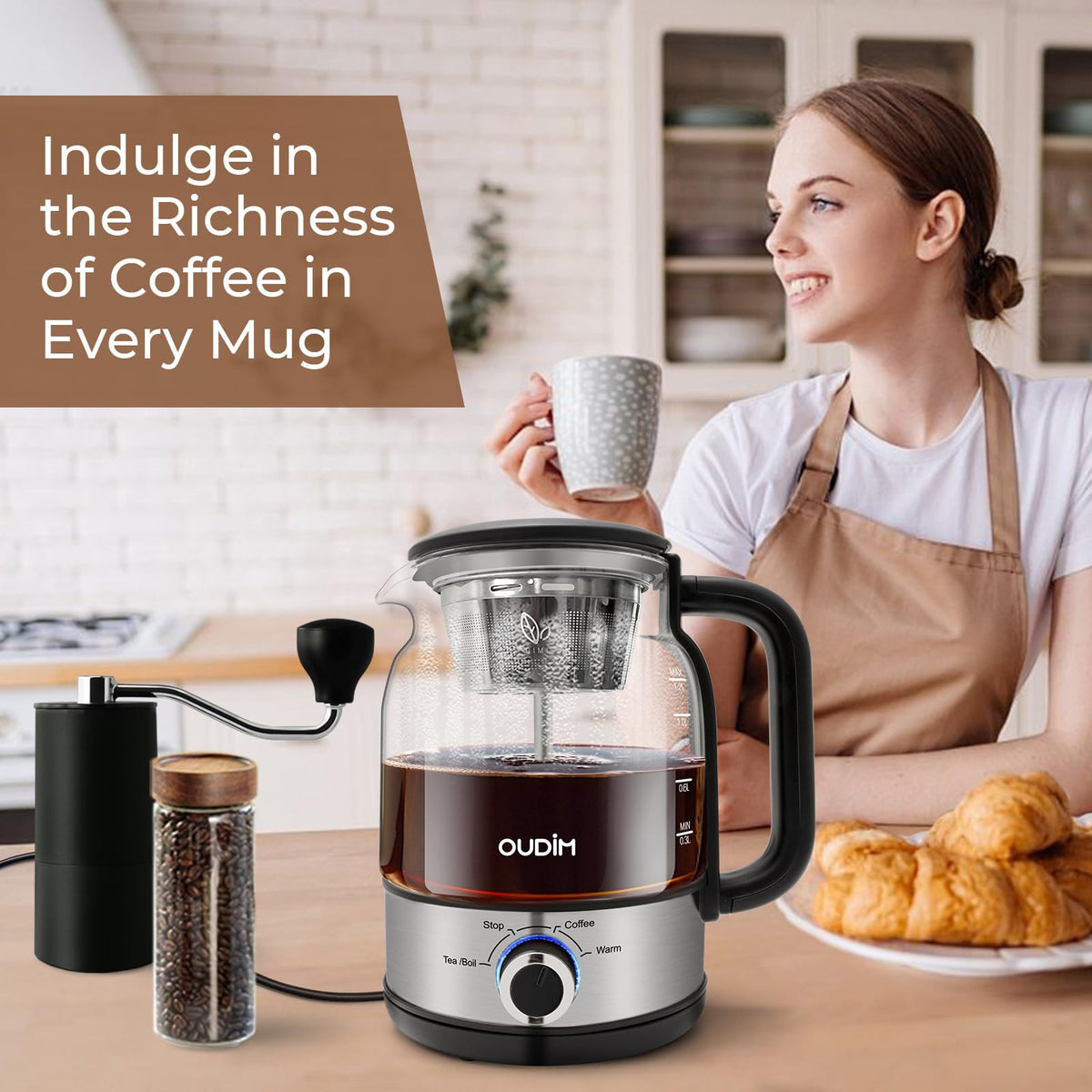 1.2L Glass Stainless Steel Drip Coffee Maker F45850