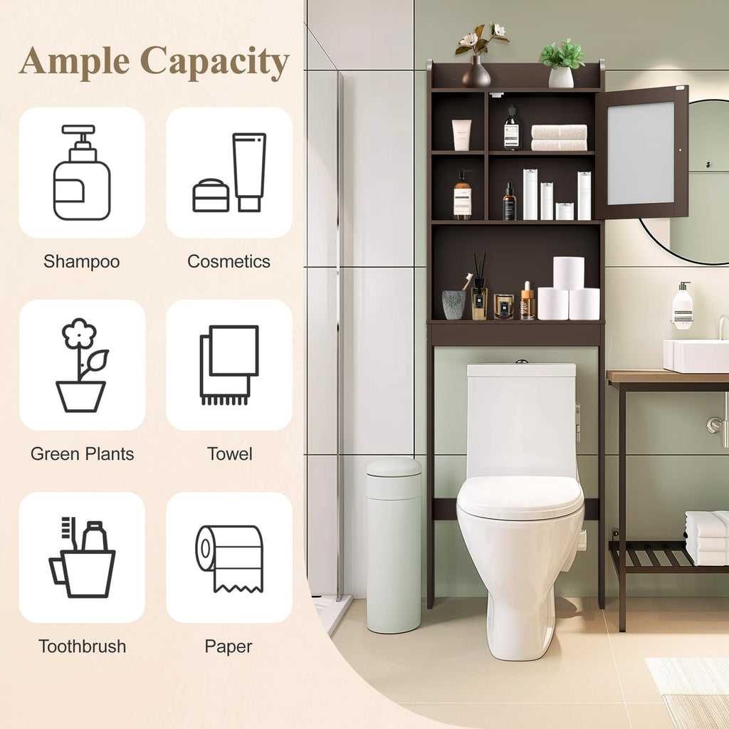 Over The Toilet Storage Cabinet with Adjustable Shelf and Double Doors N691