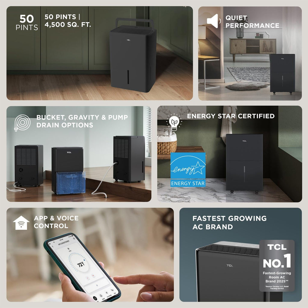50-Pint Portable Smart Dehumidifier with Pump D373353