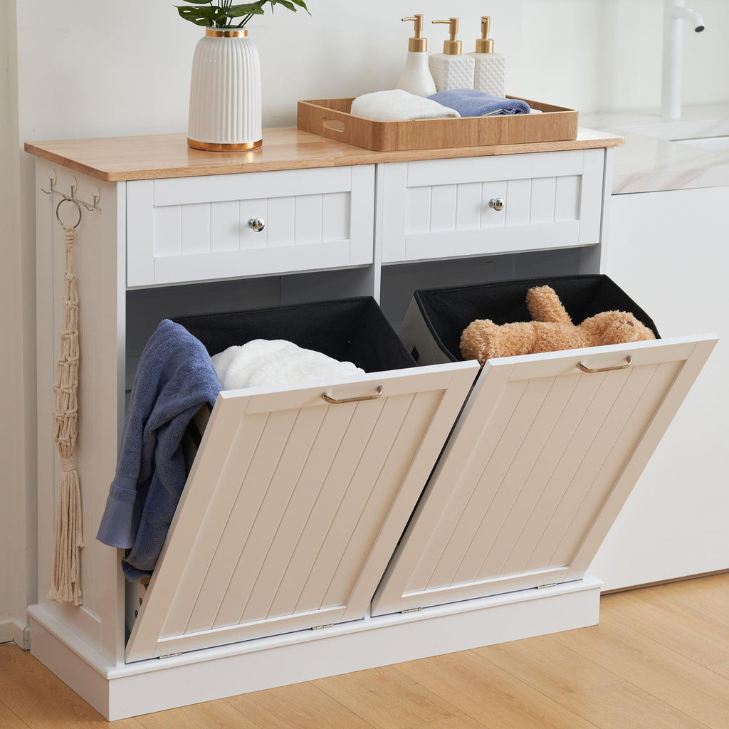 White 2x13 Gallons Tilt Out Trash Can Cabinet C458324