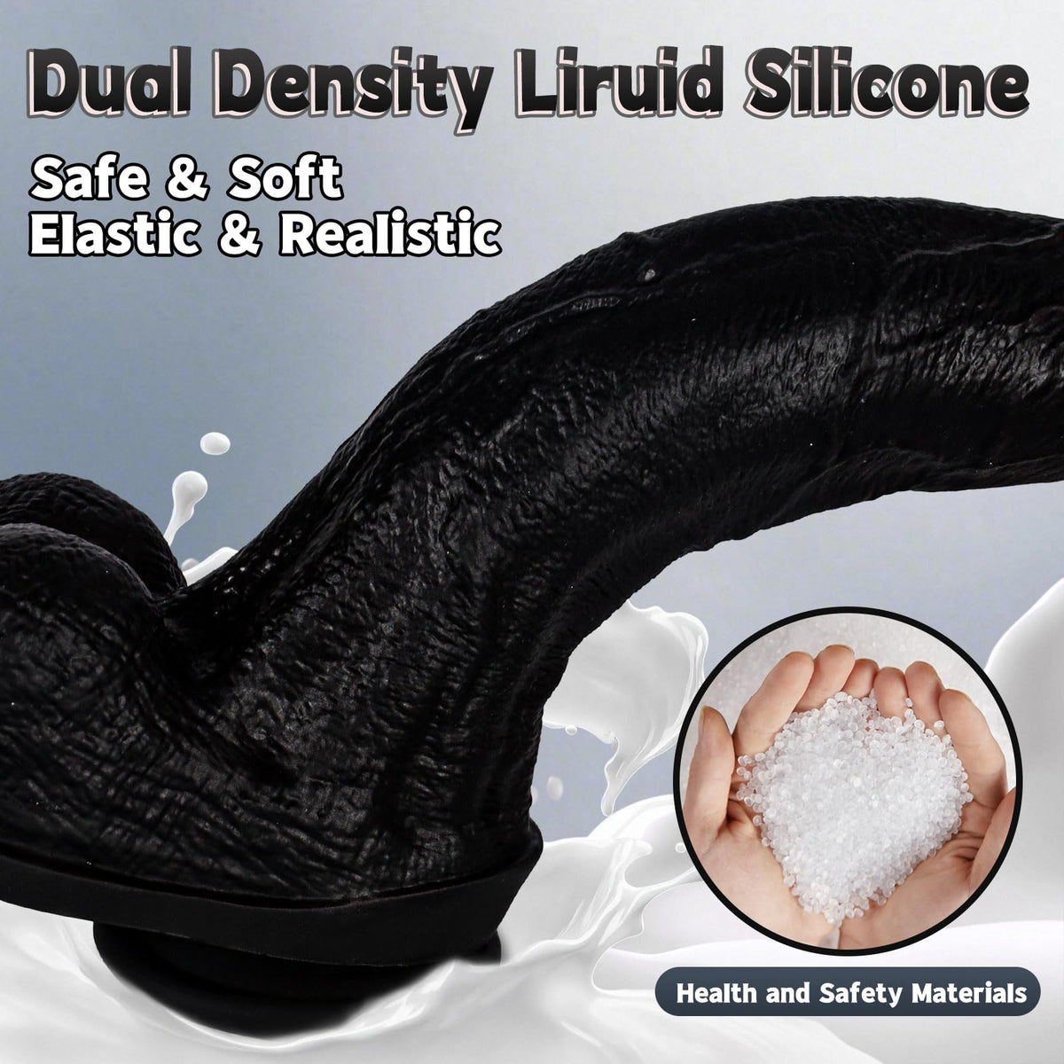 Black Realistic Silicone Dildo with Suction Cup T2831